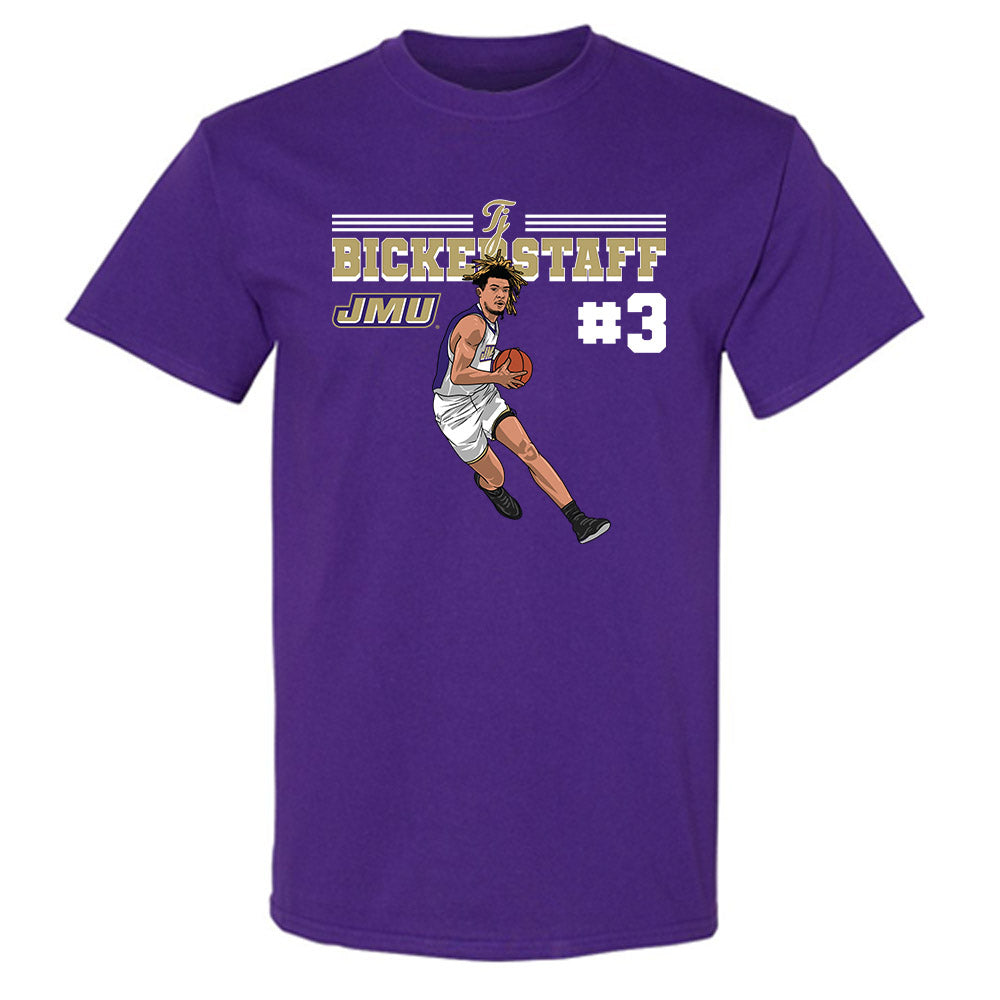 JMU - NCAA Men's Basketball : Tj Bickerstaff - T-Shirt Individual Caricature