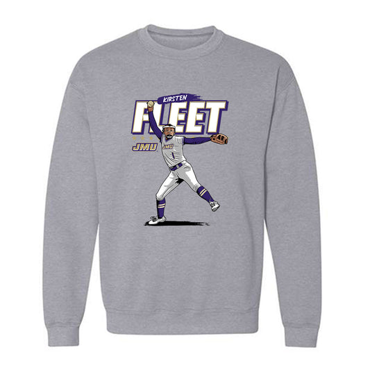 JMU - NCAA Softball : Kirsten Fleet - Crewneck Sweatshirt Individual Caricature