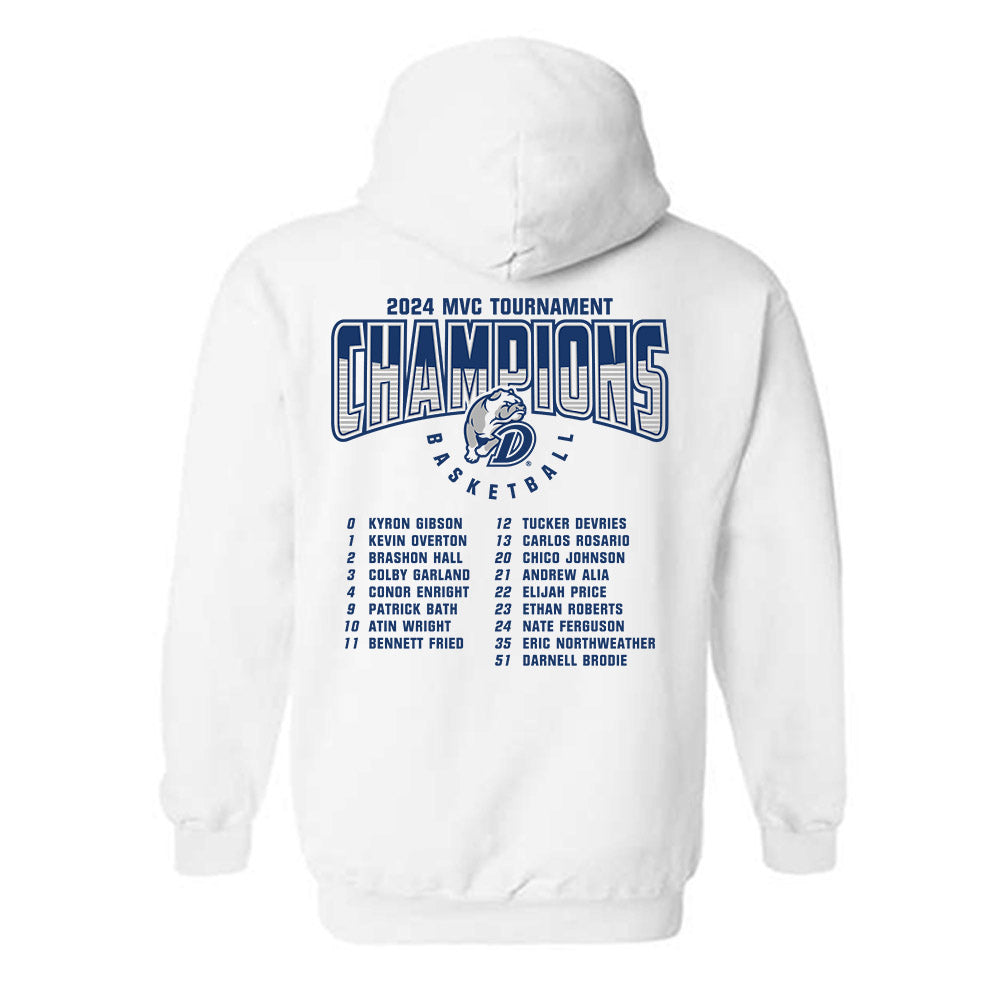 Drake - NCAA Men's Basketball : 2024 Tournament Champions - Hooded Sweatshirt Roster Shirt