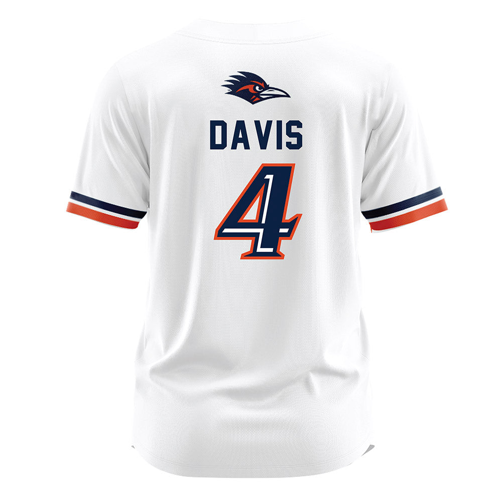 UTSA - NCAA Softball : Lindsey Davis - Baseball Jersey White