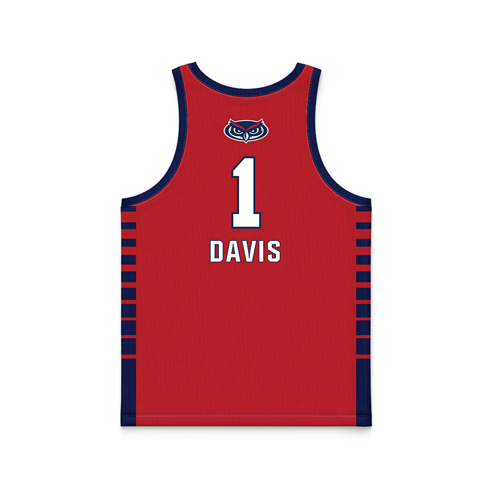 FAU - NCAA Men's Basketball : Johnell Davis Red Jersey