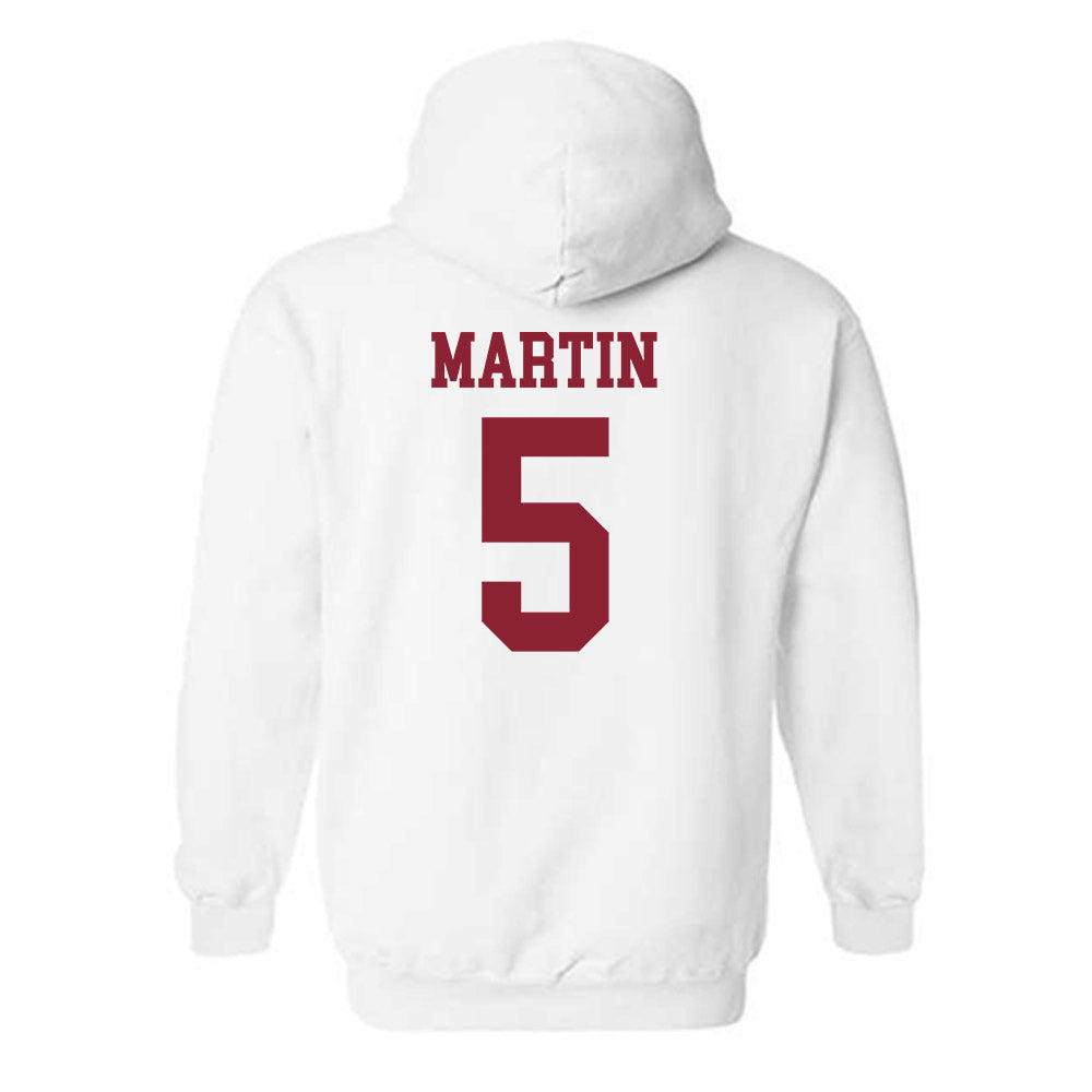 UMass - NCAA Football : Tyler Martin - Uniform White Shersey Hooded Sweatshirt