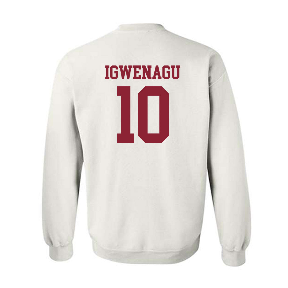UMass - NCAA Football : Zukudo Igwenagu - Uniform White Shersey Sweatshirt