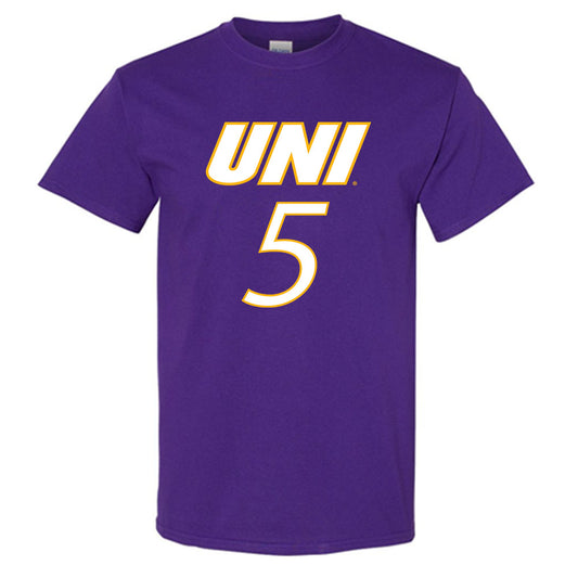 Northern Iowa - NCAA Men's Basketball : Wes Rubin Purple Short Sleeve T-Shirt