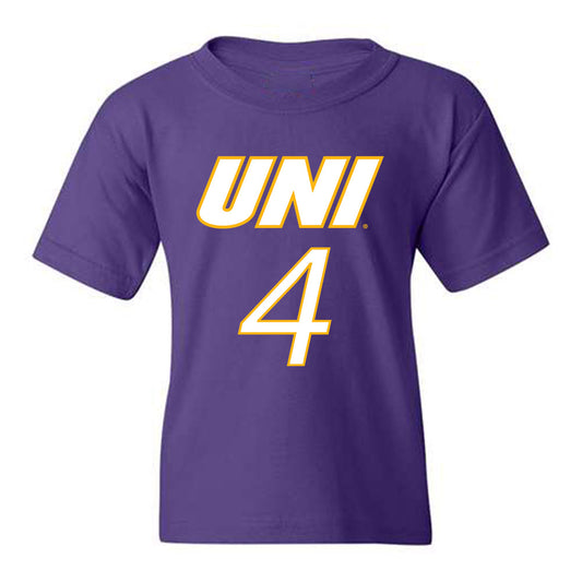 Northern Iowa - NCAA Men's Basketball : Trey Campbell Purple Youth T-Shirt