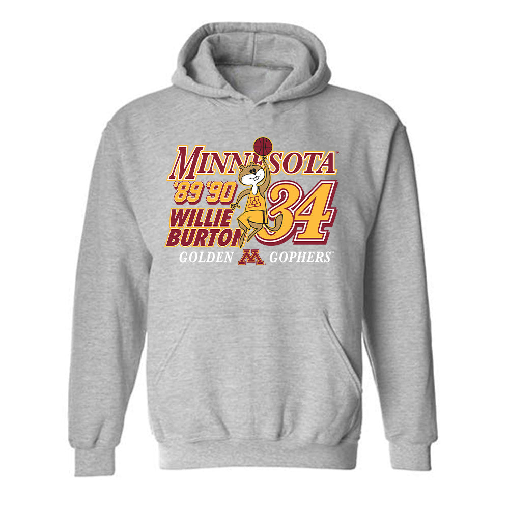 Minnesota NCAA Men s Basketball Willie Burton 89 90 Grey Hooded Sweatshirt