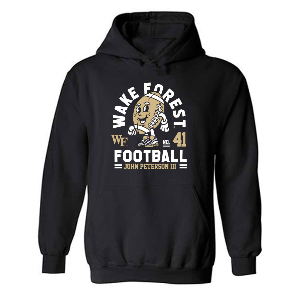 Wake Forest - NCAA Football : John Peterson III Black Fashion Shersey Hooded Sweatshirt