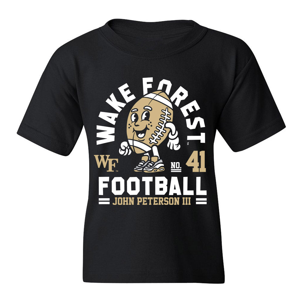 Wake Forest - NCAA Football : John Peterson III Black Fashion Shersey Youth T-Shirt
