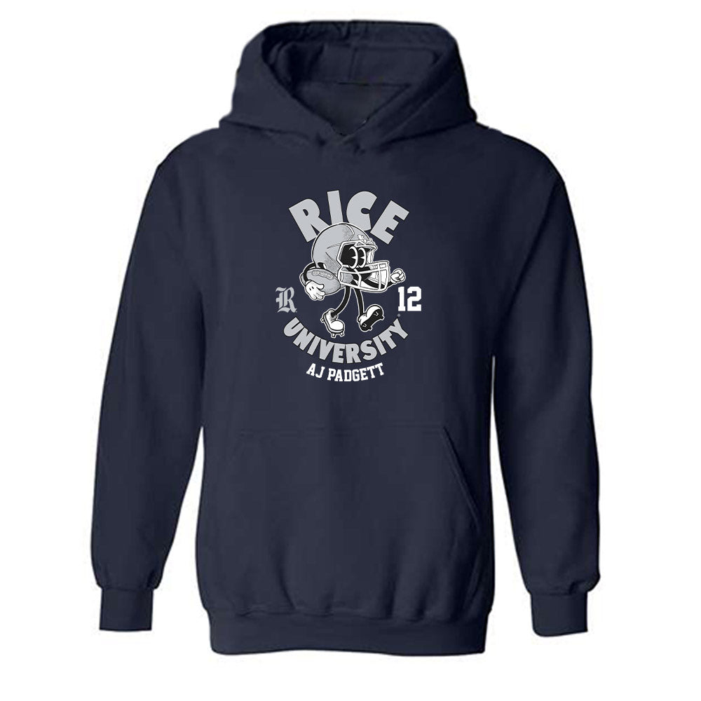 Rice - NCAA Football : AJ Padgett - Navy Fashion Shersey Hooded Sweatshirt