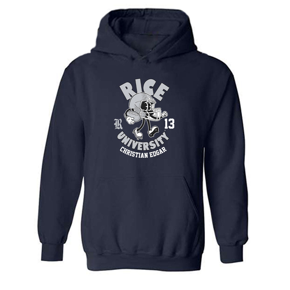 Rice - NCAA Football : Christian Edgar - Navy Fashion Shersey Hooded Sweatshirt
