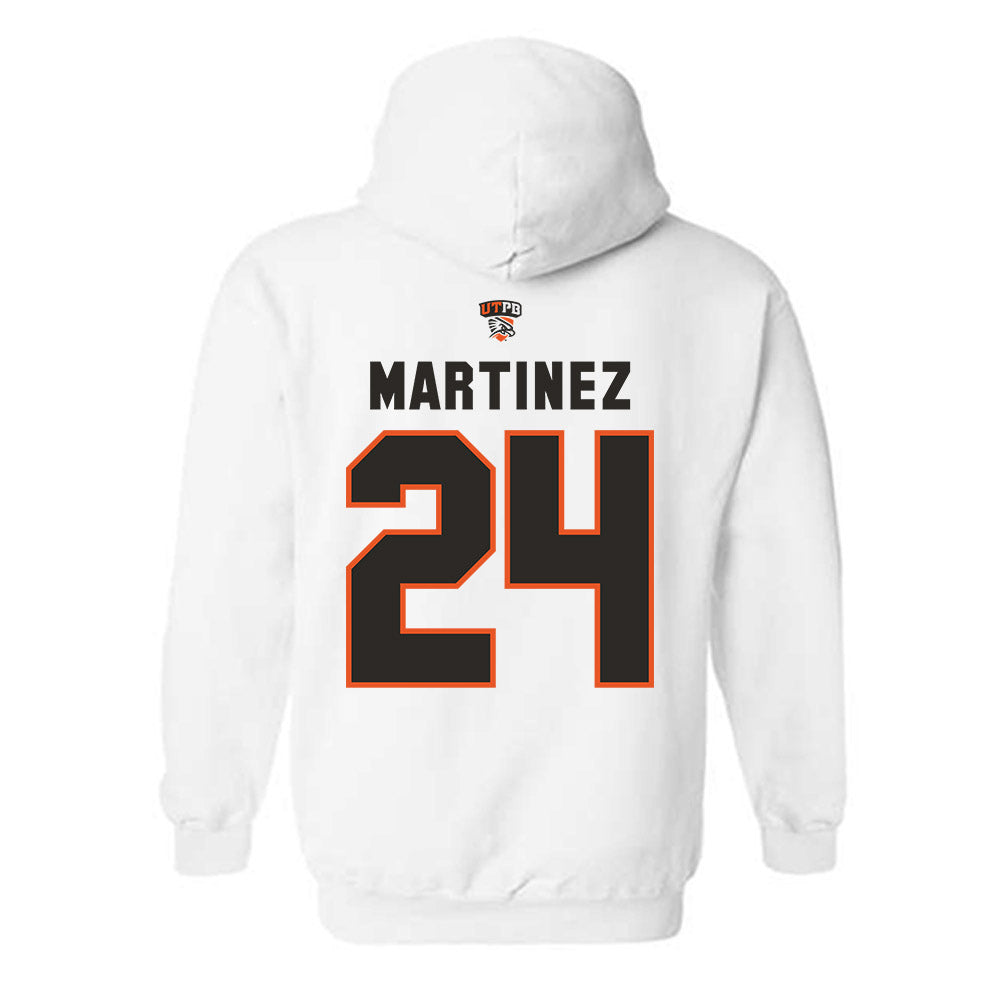 UTPB - NCAA Football : Cristian Martinez - White Replica Shersey Hooded Sweatshirt