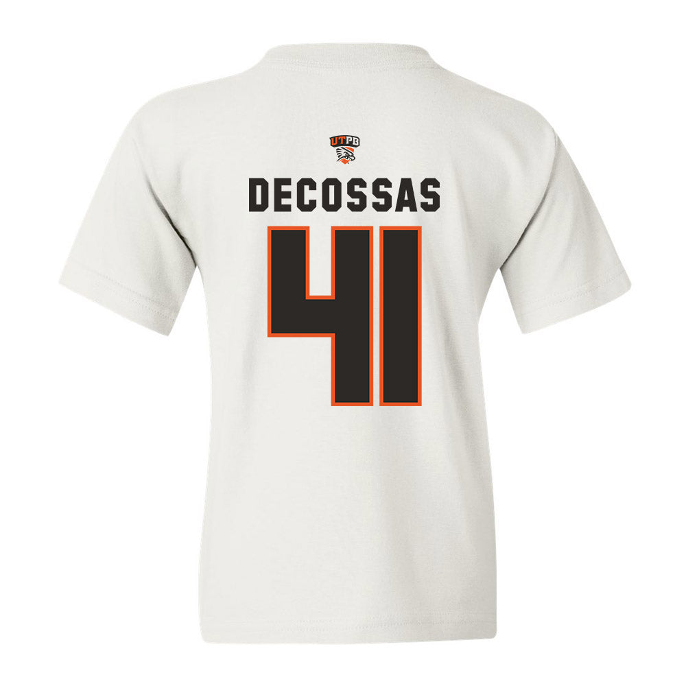 UTPB - NCAA Football : Hayden Decossas - White Replica Shersey Youth T-Shirt