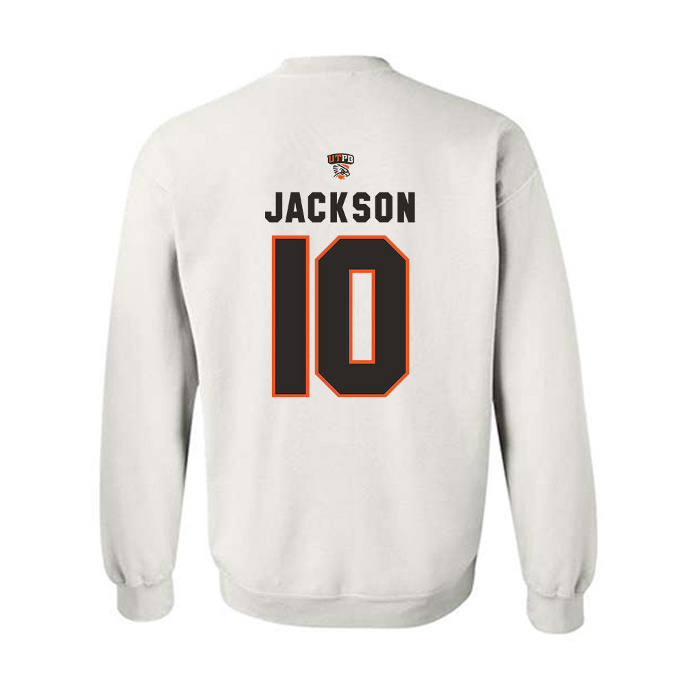 UTPB - NCAA Football : Malik Jackson - White Replica Shersey Sweatshirt