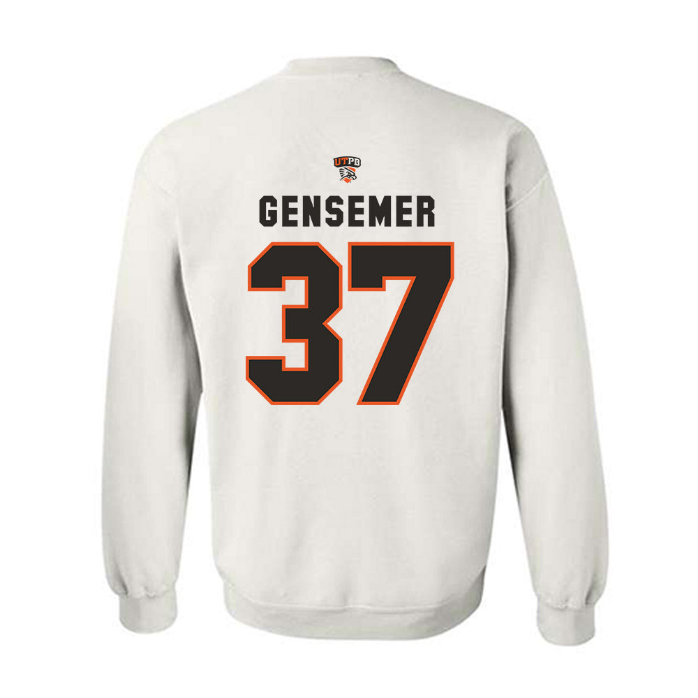 UTPB - NCAA Football : Grant Gensemer - White Replica Shersey Sweatshirt