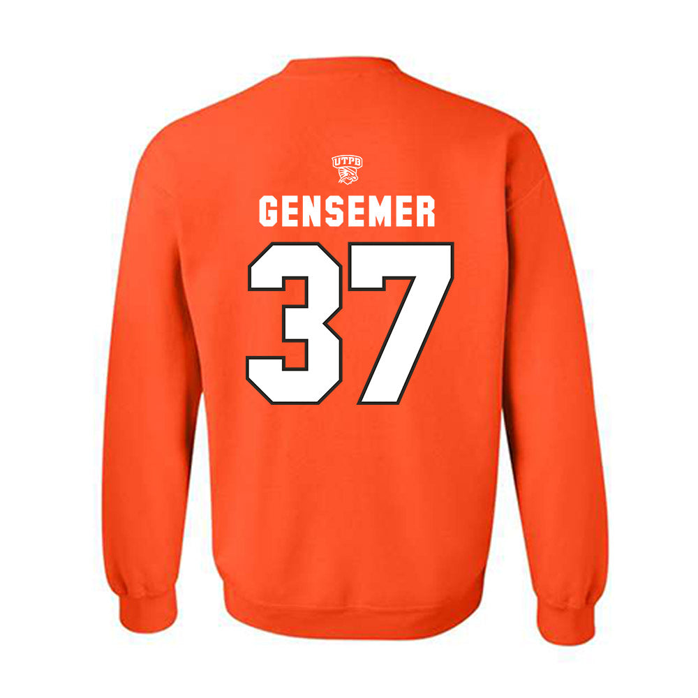 UTPB - NCAA Football : Grant Gensemer - Orange Replica Shersey Sweatshirt