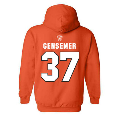 UTPB - NCAA Football : Grant Gensemer - Orange Replica Shersey Hooded Sweatshirt