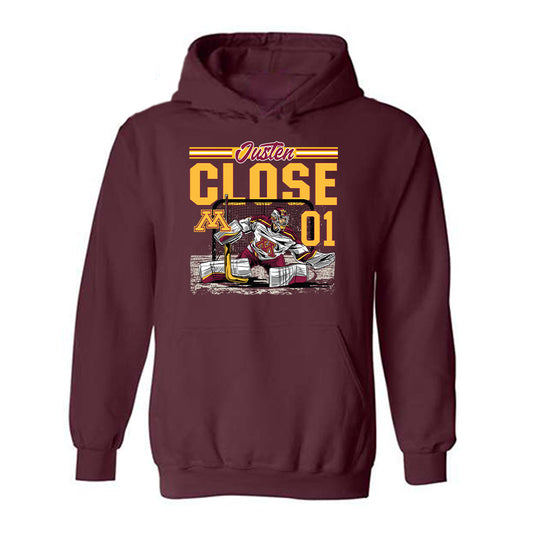 Minnesota - NCAA Men's Ice Hockey : Justen Close - Caricature Hooded Sweatshirt
