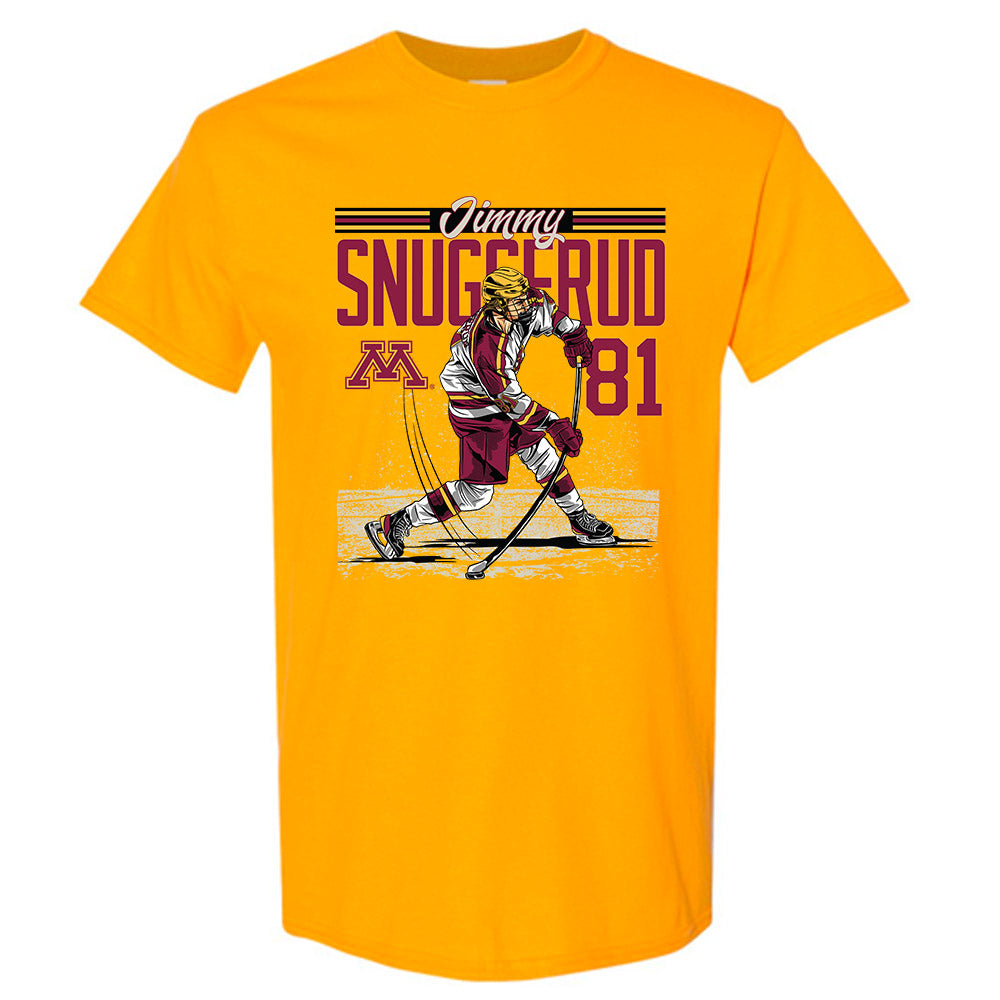 Minnesota NCAA Men s Ice Hockey Jimmy Snuggerud Caricature Short Sleeve T Shirt