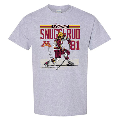 Minnesota - NCAA Men's Ice Hockey : Jimmy Snuggerud - Caricature Short Sleeve T-Shirt
