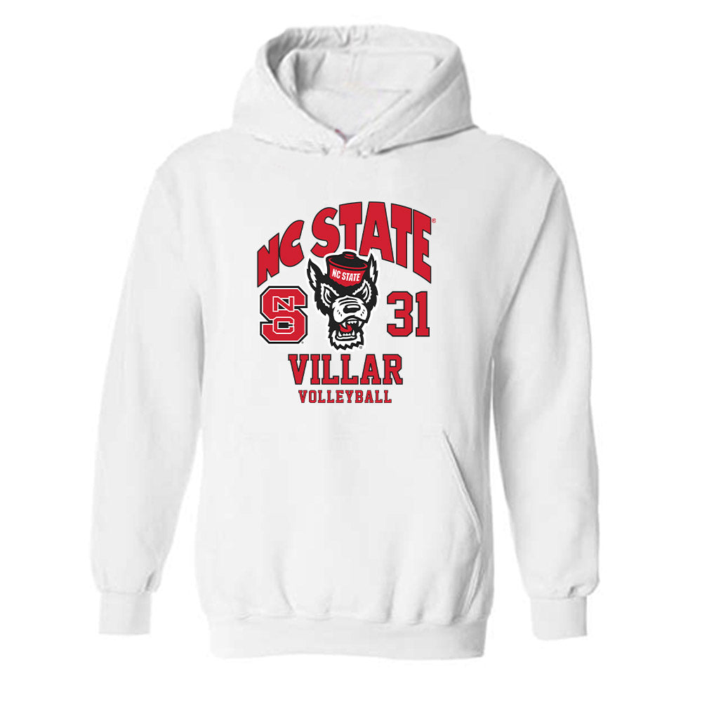 NC State - NCAA Women's Volleyball : Elaisa Villar - White Fashion Shersey Hooded Sweatshirt