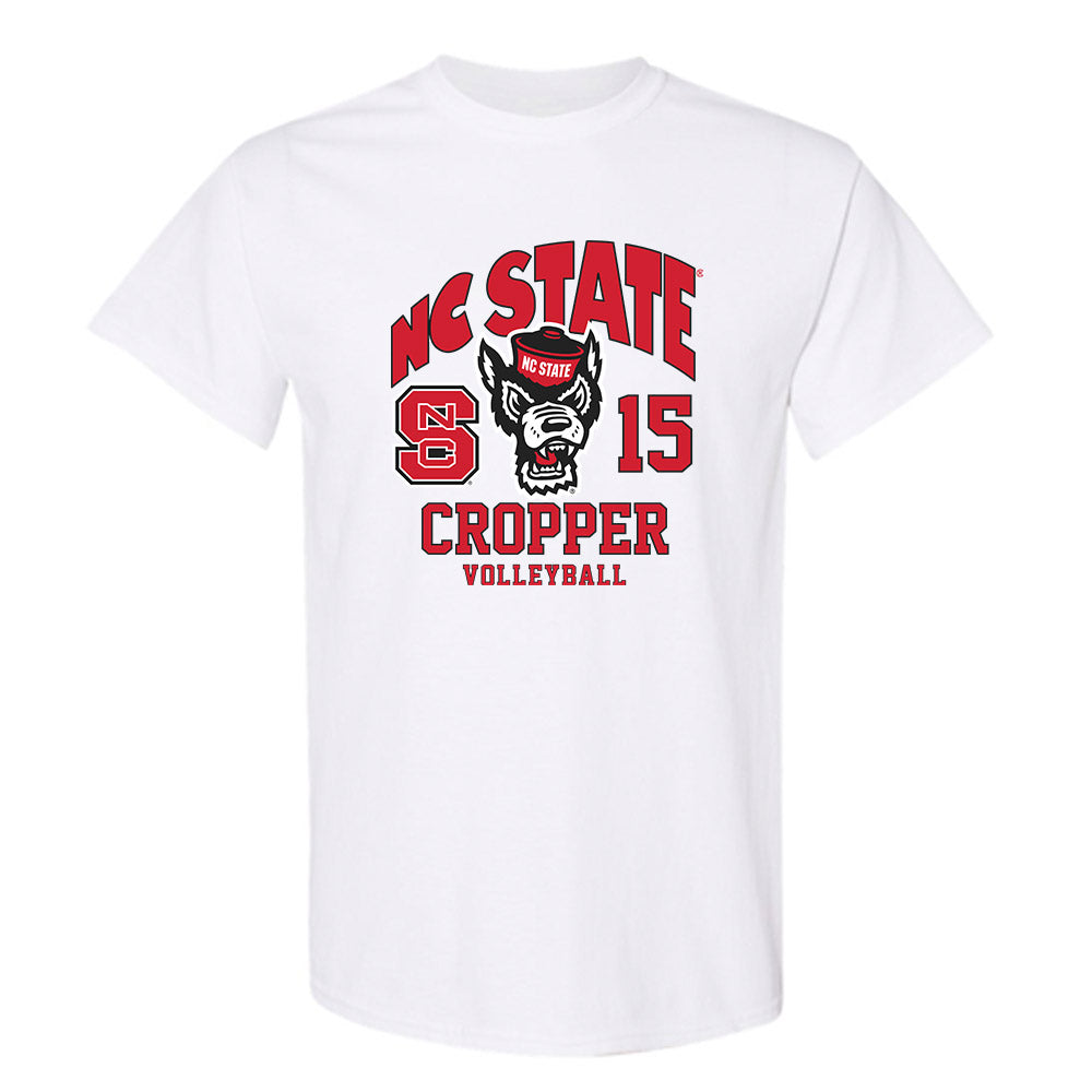 NC State - NCAA Women's Volleyball : Lily Cropper - White Fashion Shersey Short Sleeve T-Shirt