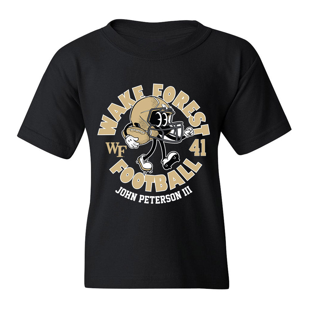 Wake Forest - NCAA Football : John Peterson III - Black Fashion Shersey Youth T-Shirt