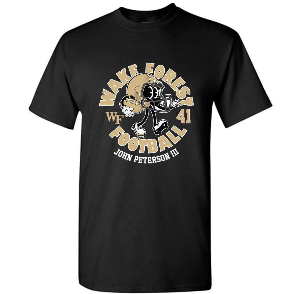 Wake Forest - NCAA Football : John Peterson III - Black Fashion Shersey Short Sleeve T-Shirt