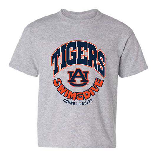 Auburn - NCAA Men's Swimming & Diving : Conner Pruitt - Grey Fashion Youth T-Shirt