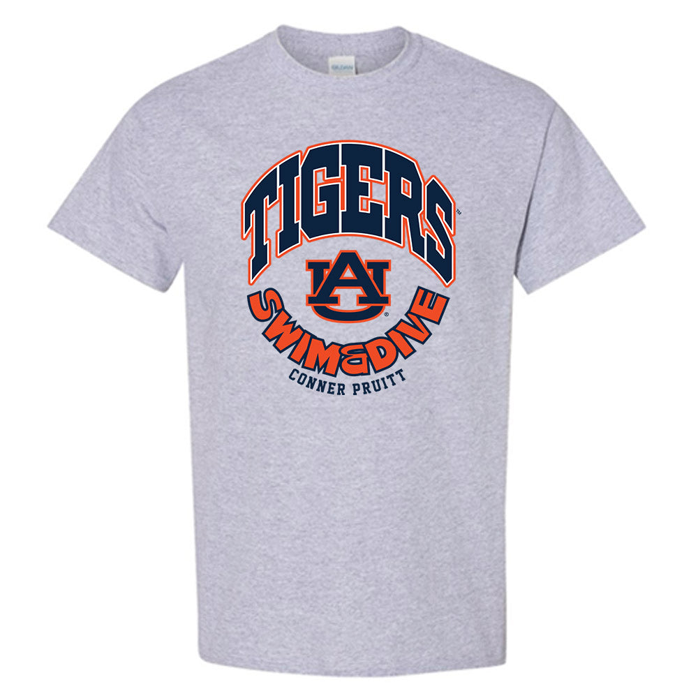 Auburn - NCAA Men's Swimming & Diving : Conner Pruitt - Grey Fashion Short Sleeve T-Shirt