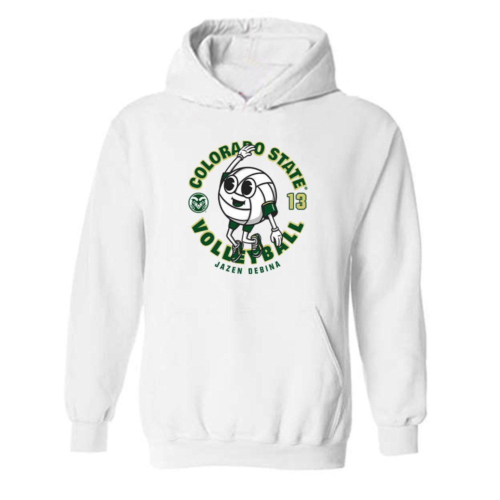 Colorado State - NCAA Women's Volleyball : Jazen DeBina - White Fashion Shersey Hooded Sweatshirt
