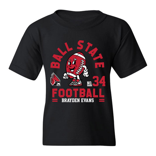 Ball State - NCAA Football : Brayden Evans - Black Fashion Shersey Youth T-Shirt