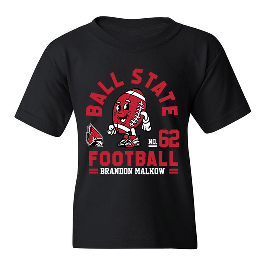 Ball State - NCAA Football : Brandon Malkow - Black Fashion Shersey Youth T-Shirt