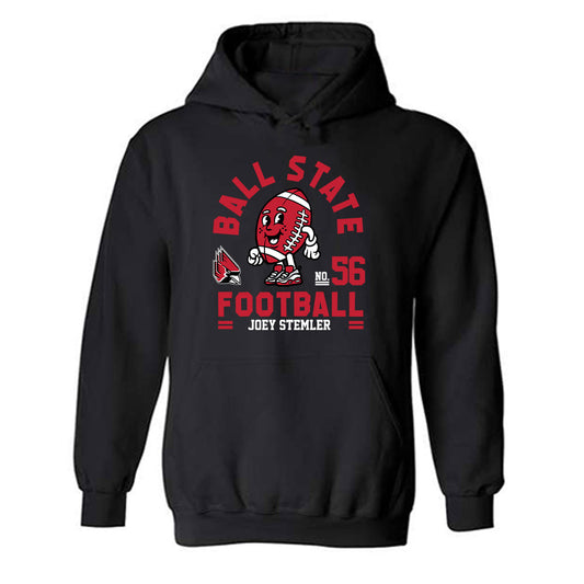 Ball State - NCAA Football : Joey Stemler - Black Fashion Shersey Hooded Sweatshirt