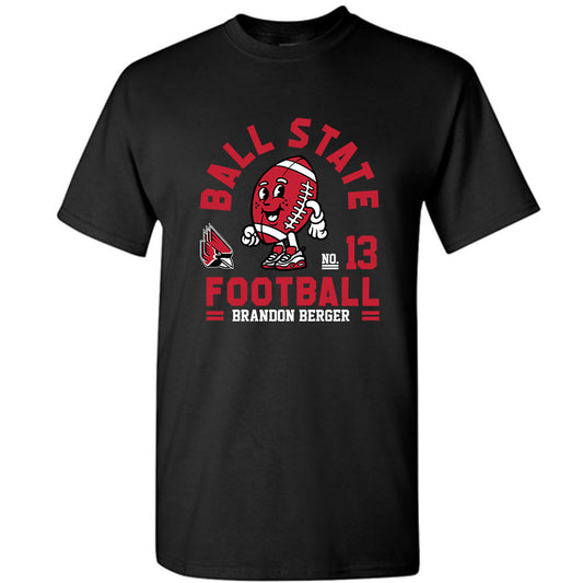 Ball State - NCAA Football : Brandon Berger - Black Fashion Shersey Short Sleeve T-Shirt
