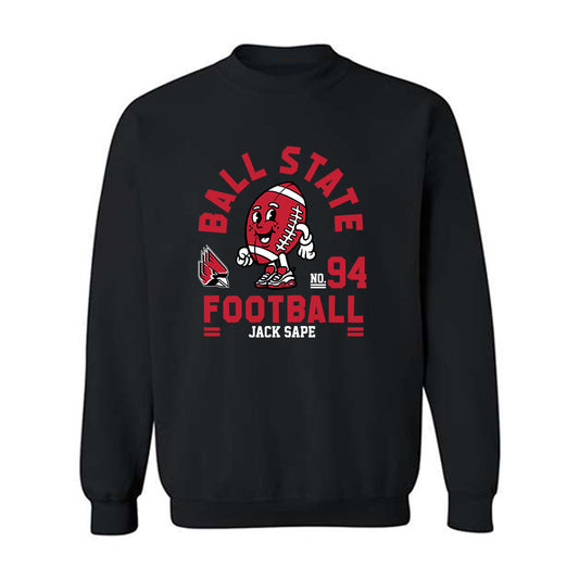 Ball State - NCAA Football : Jack Sape - Black Fashion Shersey Sweatshirt