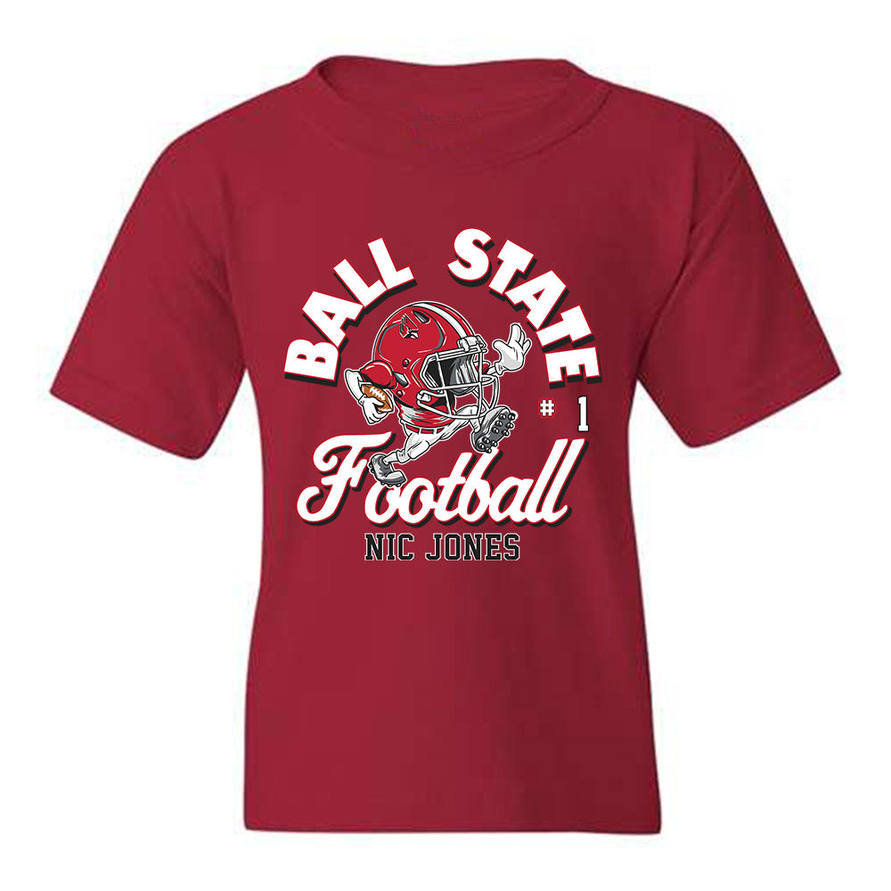 Women's Cardinal Ball State Cardinals Football T-Shirt