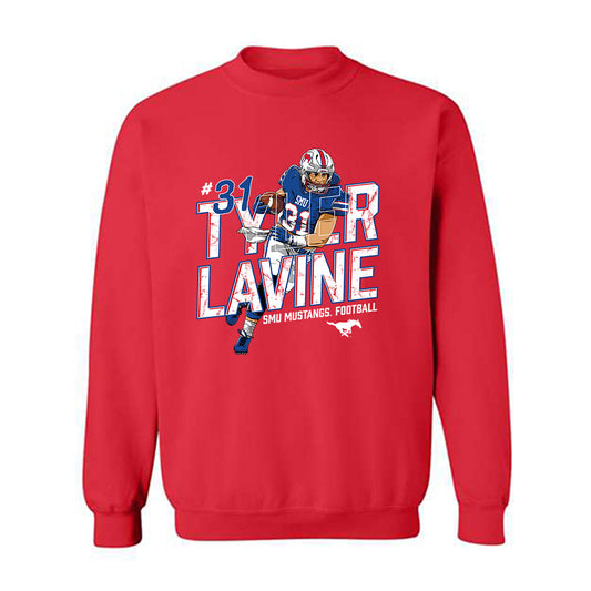 SMU - NCAA Football : Tyler Lavine - Red Caricature Sweatshirt