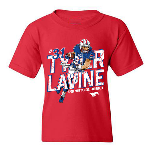 SMU - NCAA Football : Tyler Lavine - Red Caricature Youth T-Shirt
