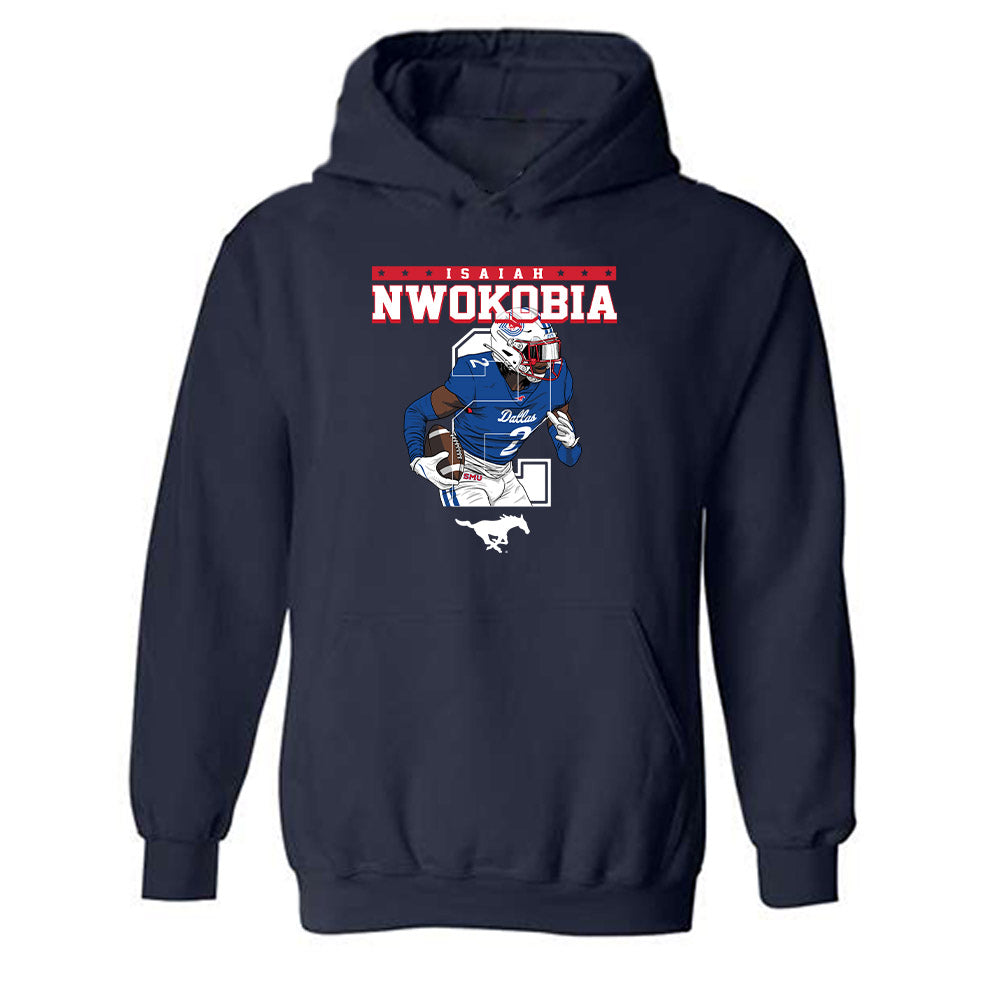 SMU - NCAA Football : Isaiah Nwokobia - Caricature Hooded Sweatshirt