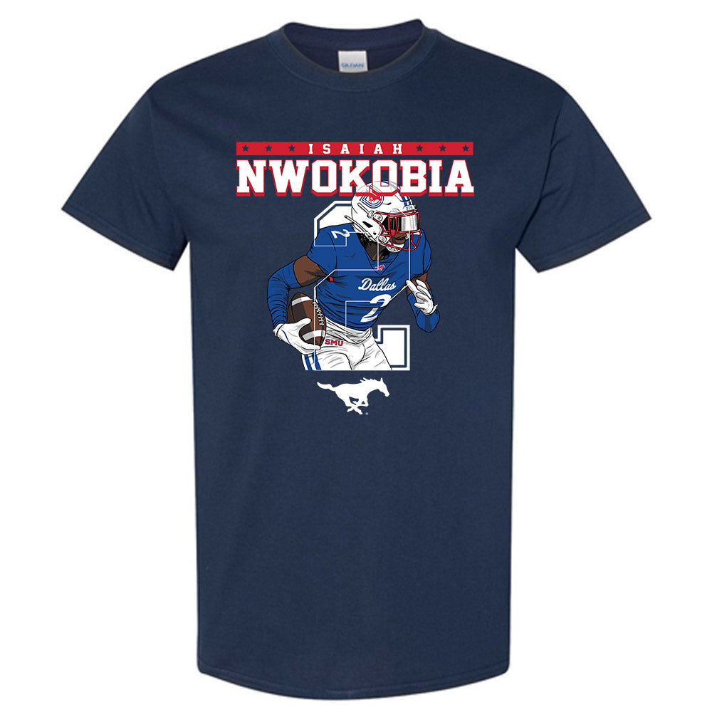 SMU - NCAA Football : Isaiah Nwokobia - Caricature Short Sleeve T-Shirt