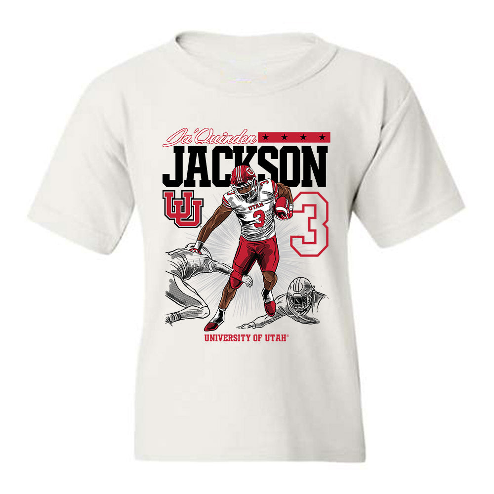 Utah - NCAA Football : Ja'Quinden Jackson - Caricature Youth T-Shirt