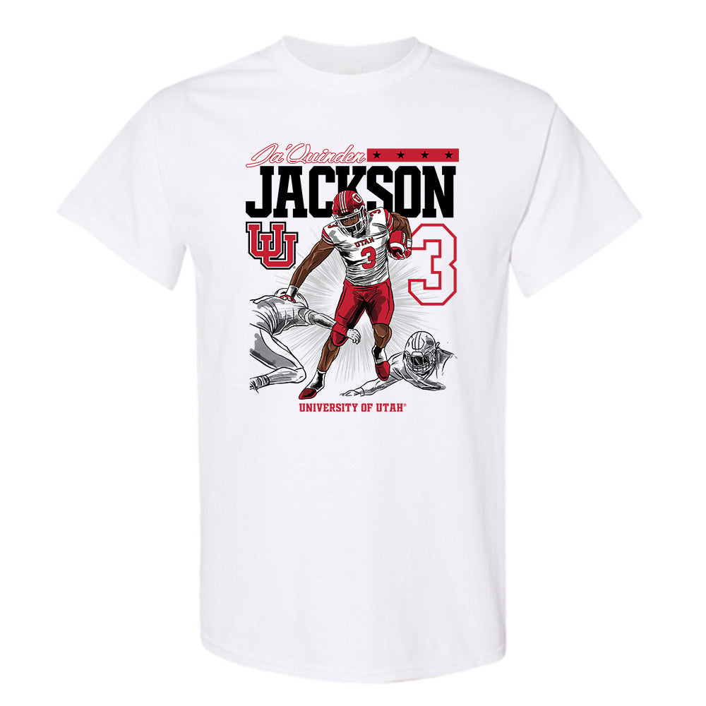 Utah - NCAA Football : Ja'Quinden Jackson - Caricature Short Sleeve T-Shirt