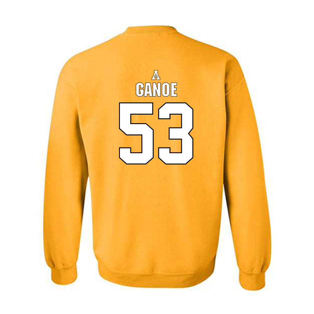 App State - NCAA Football : Jake Ganoe - Gold Replica Shersey Sweatshirt