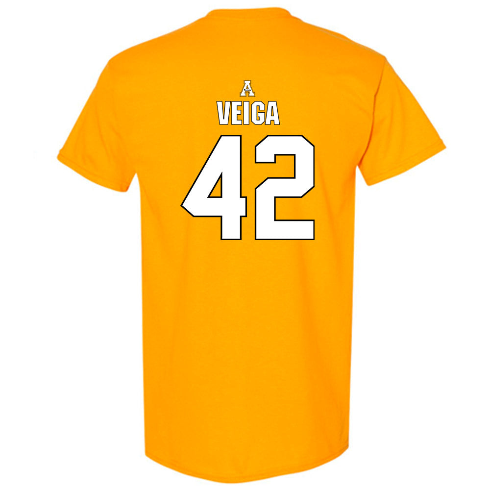 App State - NCAA Football : Braxton Veiga - Gold Replica Short Sleeve T-Shirt