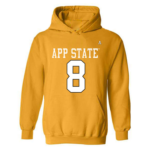 App State - NCAA Football : Brendan Harrington - Gold Replica Shersey Hooded Sweatshirt