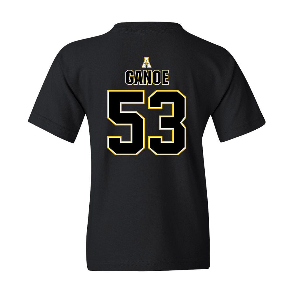App State - NCAA Football : Jake Ganoe - Black Replica Shersey Youth T-Shirt