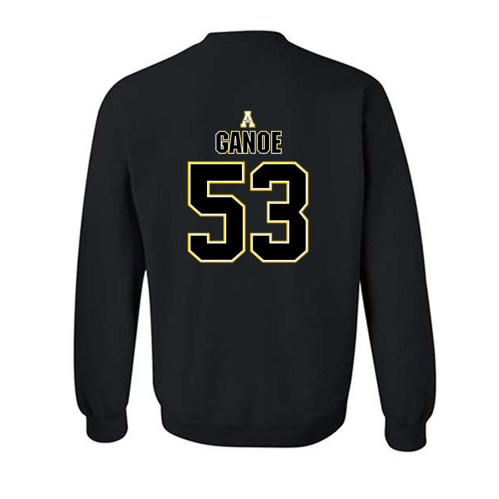 App State - NCAA Football : Jake Ganoe - Black Replica Shersey Sweatshirt