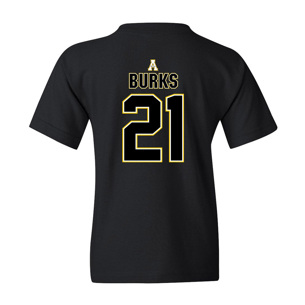 App State - NCAA Football : DJ Burks - Black Replica Shersey Youth T-Shirt