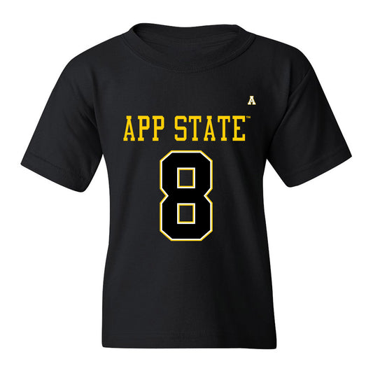 App State - NCAA Football : Brendan Harrington - Black Replica Shersey Youth T-Shirt