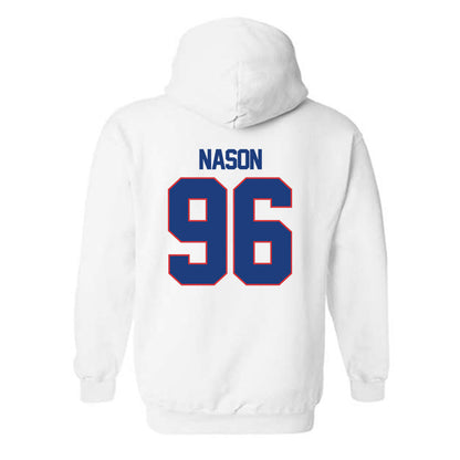 LA Tech - NCAA Football : Zion Nason - White Replica Shersey Hooded Sweatshirt